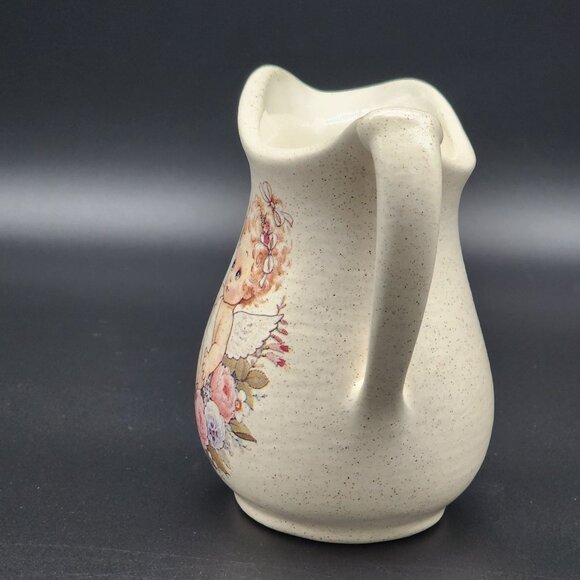 Arnel's Ceramic Creamer Speckled Baby Angle Butterfly Flowers Vintage - Picture 5 of 10